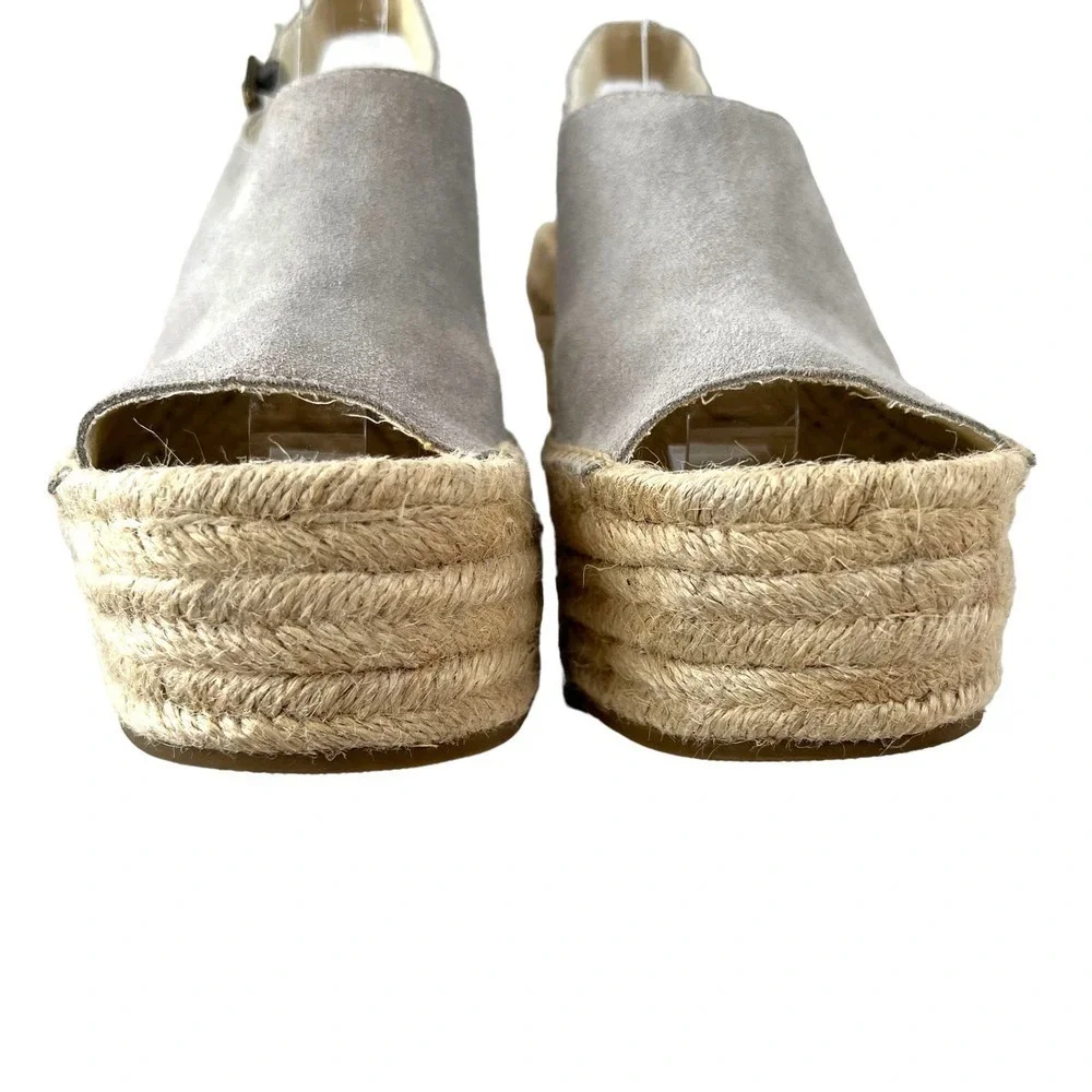 Anthropologie Espadrille Platform Sandal Slingback Boho in Stone Women’s Size 10